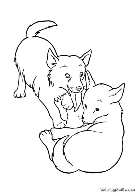 Dog and Puppy Coloring Pages Dogs resting - Coloring Page