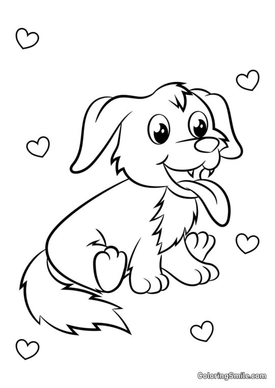Dog and Puppy Coloring Pages Puppy in love - Coloring Page