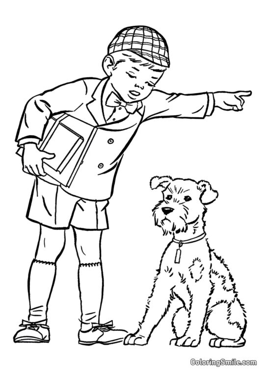 Dog and Puppy Coloring Pages Dog received a scolding - Coloring Page