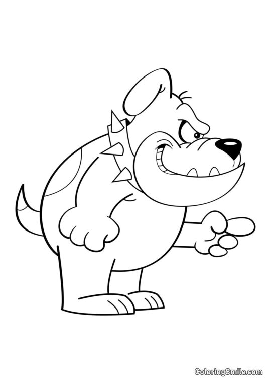 Dog and Puppy Coloring Pages Cartoon bulldog - Coloring Page