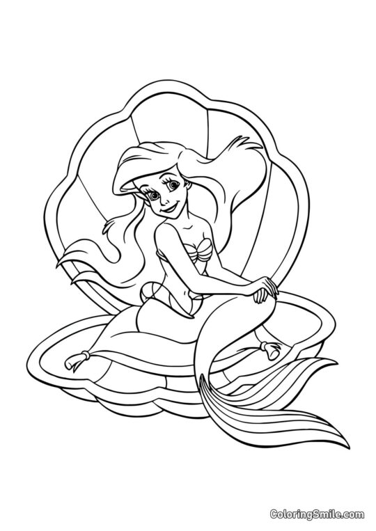 Sereia em uma Concha - Página para Colorir