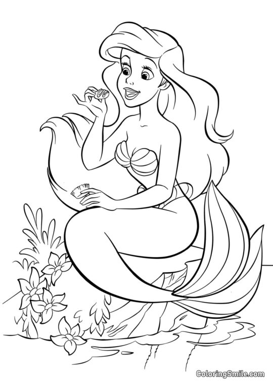 Sereia com Confete - Página para Colorir