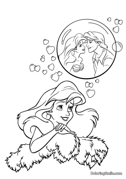 Ariel Sonhando com Eric - Página para Colorir