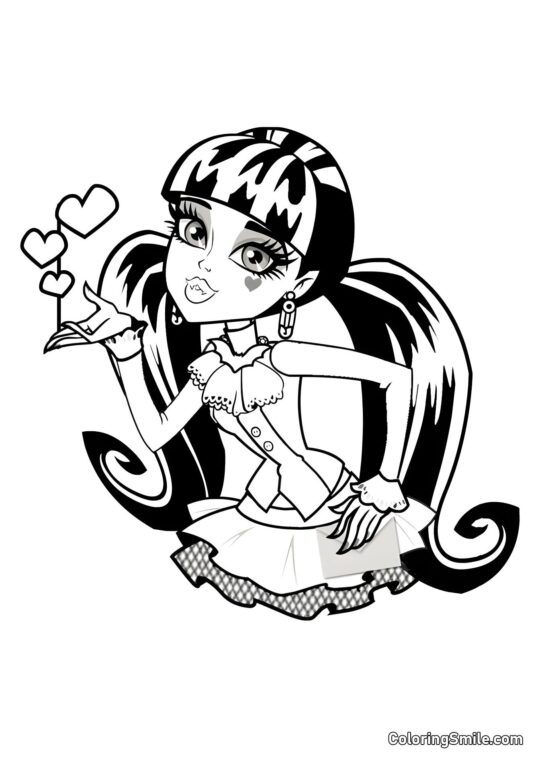 Desenhos de Monster High para Colorir Draculaura em um Dia dos Namorados - Página para Colorir
