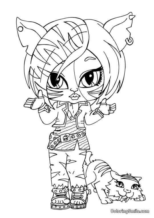 Desenhos de Monster High para Colorir Pequena Toralei Stripe - Página para Colorir