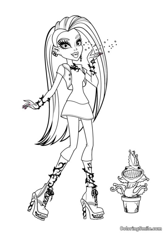 Desenhos de Monster High para Colorir Venus McFlytrap e Gillian - Página para Colorir