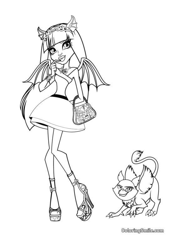 Desenhos de Monster High para Colorir Rochelle Goyle e Gryphon-Gargoyle Roux - Página para Colorir