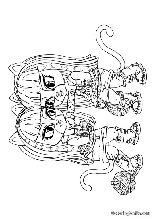 Desenhos de Monster High para Colorir Meowlody e Purrsephone - Página para Colorir