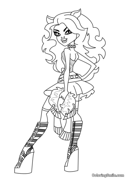 Desenhos de Monster High para Colorir Clawdeen Wolf – Filha do Lobisomem - Página para Colorir