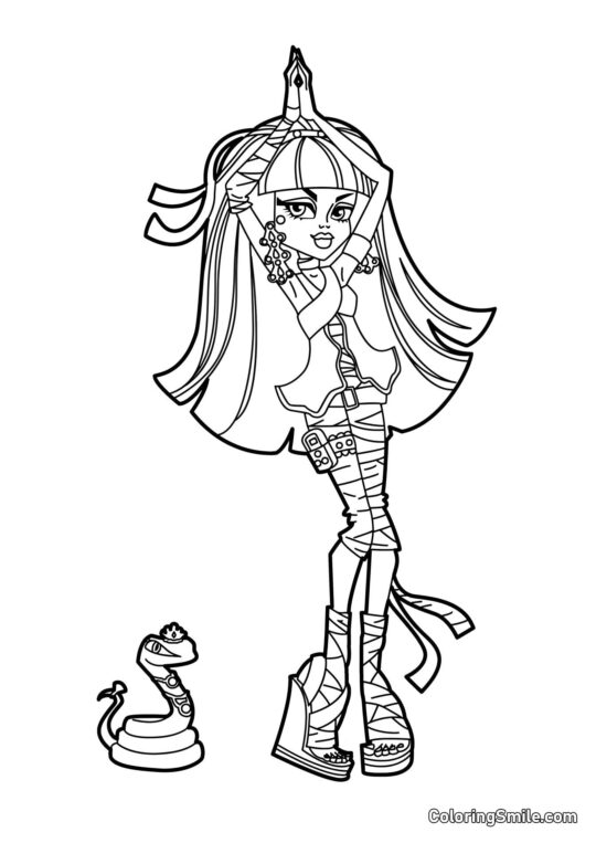 Desenhos de Monster High para Colorir Cleo de Nile e Cobra Hiss - Página para Colorir