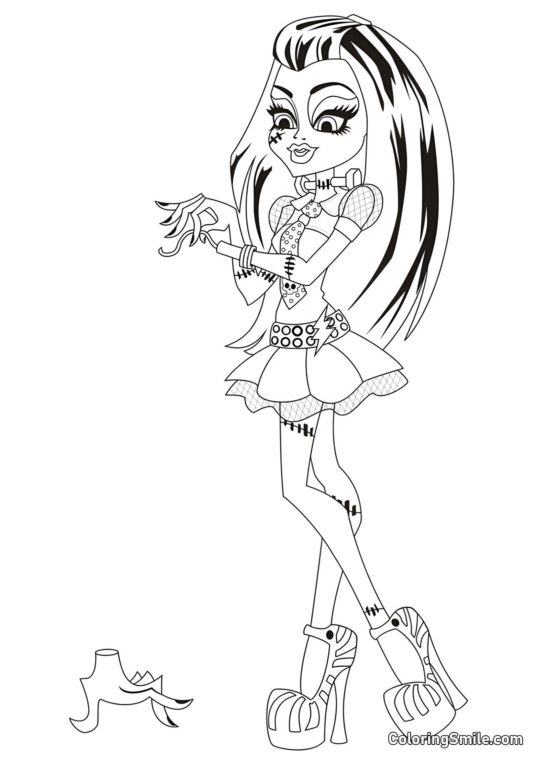 Desenhos de Monster High para Colorir Frankie Stein sem um braço - Página para Colorir