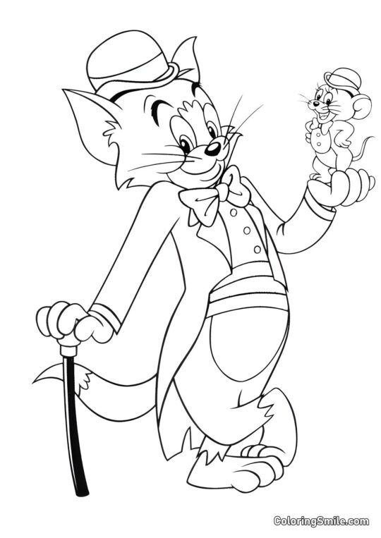 Desenhos do Tom e Jerry para Colorir Tom Gentil com Jerry nos Braços - Página para Colorir
