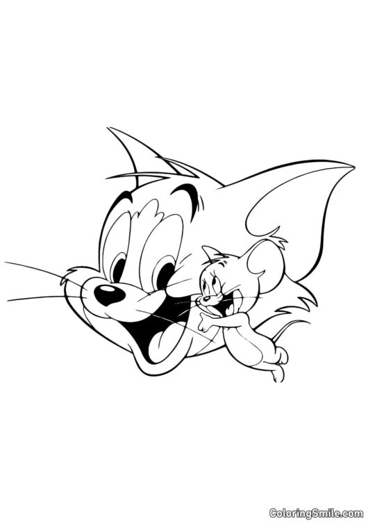 Desenhos do Tom e Jerry para Colorir Jerry Abraçando Tom - Página para Colorir