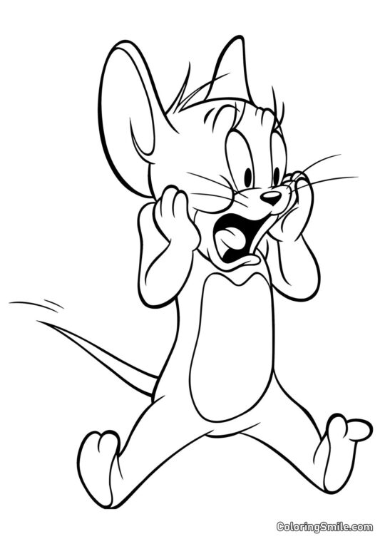 Desenhos do Tom e Jerry para Colorir Jerry Está Assustado - Página para Colorir