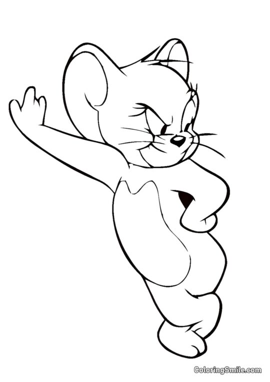 Desenhos do Tom e Jerry para Colorir Jerry Está Planejando um Plano Esperto - Página para Colorir