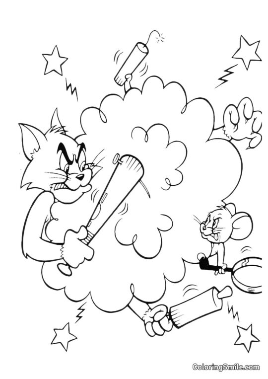 Desenhos do Tom e Jerry para Colorir Oh Como Tom e Jerry Estão Bravos - Página para Colorir