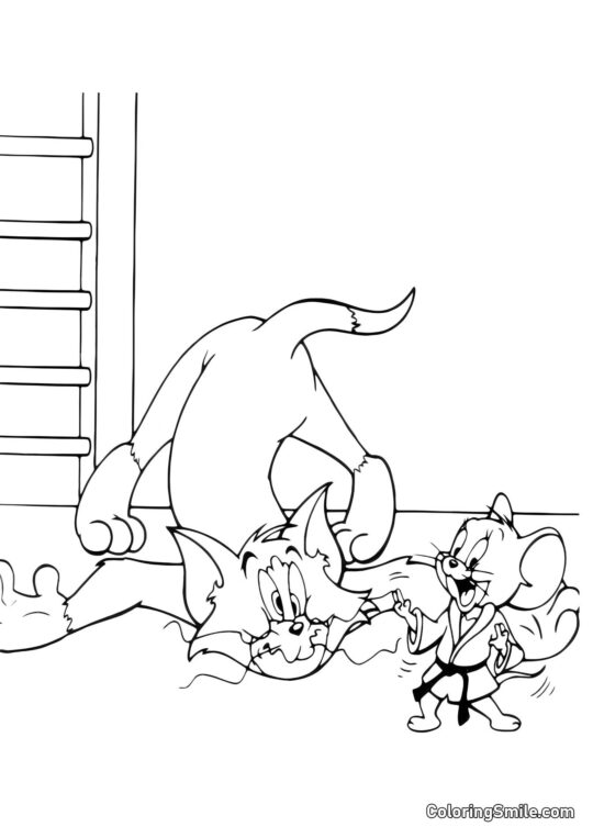 Desenhos do Tom e Jerry para Colorir Karate Jerry - Página para Colorir
