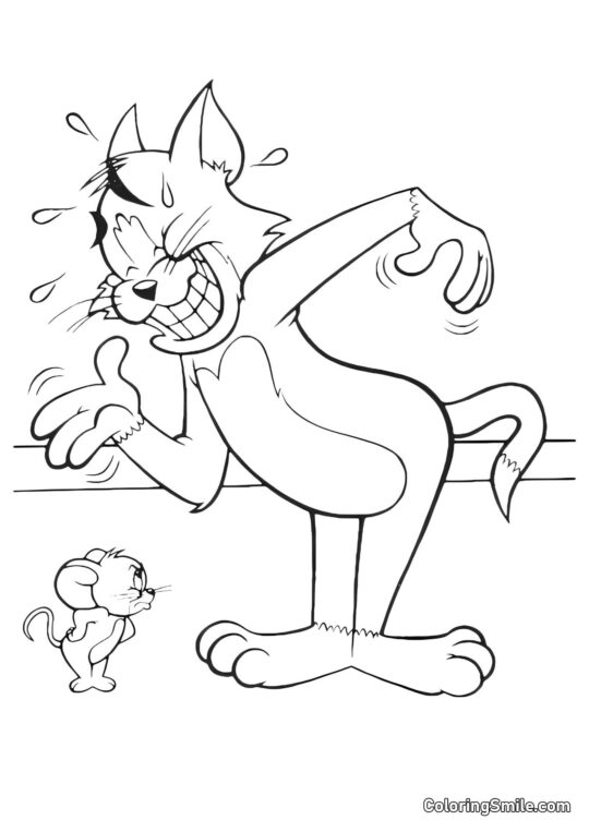 Desenhos do Tom e Jerry para Colorir Tom Rindo de Jerry - Página para Colorir
