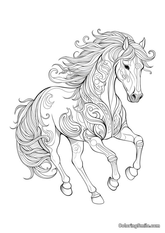 Pferde Ausmalbilder Pferdekunsttherapie mit schönen Mustern - Ausmalbild