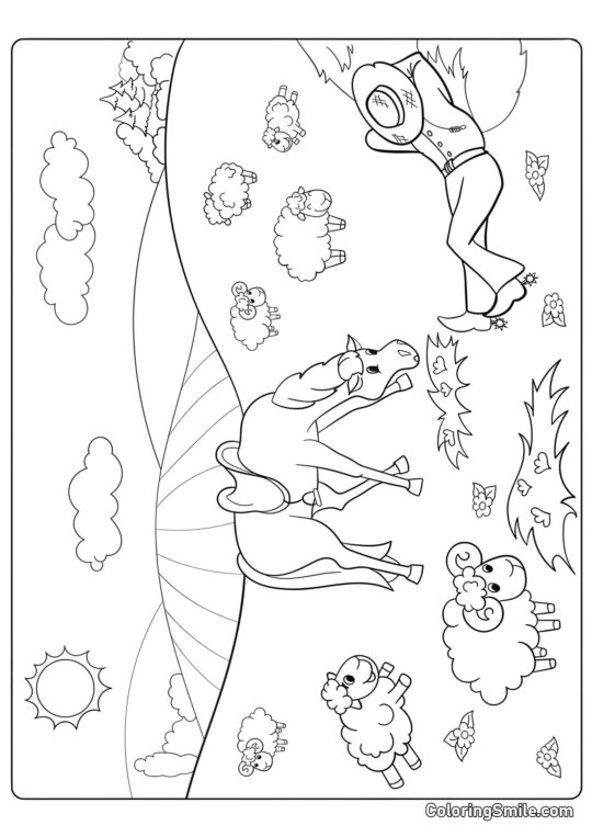 Pferde Ausmalbilder Pferd und Schaf - Ausmalbild