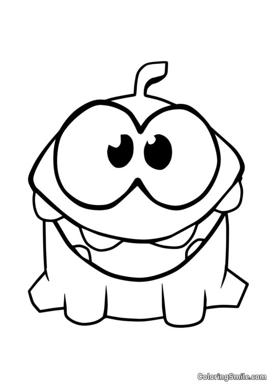 Om Nom med et Stort Smil - Farvelægningsside