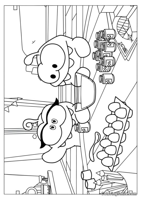 Om Nom og Om Nelle Maler Påskeæg - Farvelægningsside