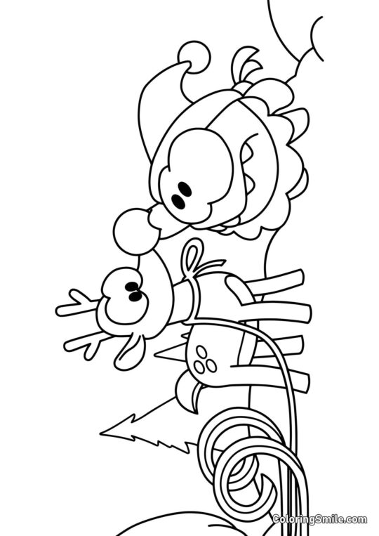 Om Nom og Julenisses Rensdyr - Farvelægningsside