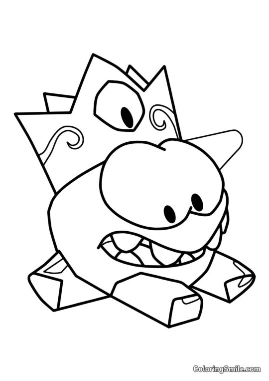 Om Nom med en Iskrone - Farvelægningsside