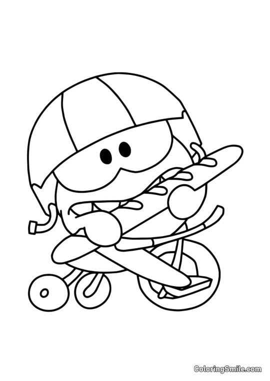 Om Nom med en Baguette - Farvelægningsside