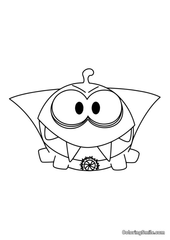 Om Nom Dracula på Halloween - Farvelægningsside