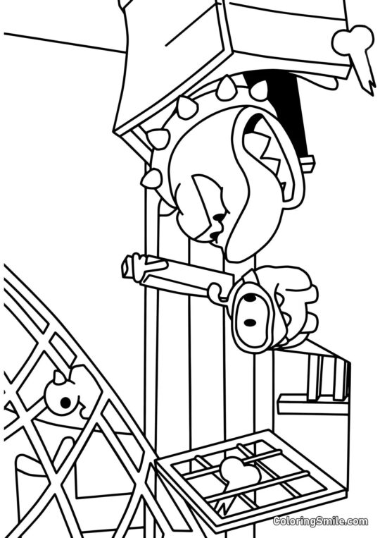 Om Nom og en Ond Haj - Farvelægningsside