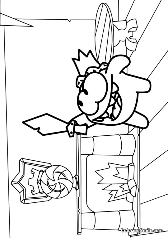 Kongen Om Nom med et Sværd - Farvelægningsside