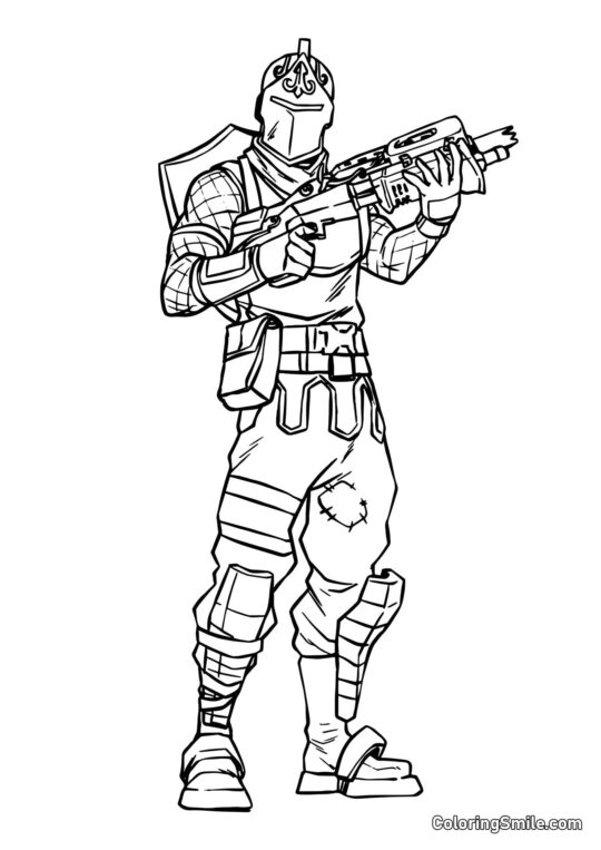 Fortnite Black Knight with Shotgun - Coloring Page