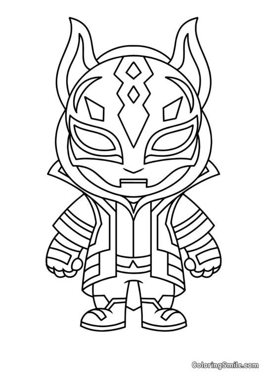 Fortnite Chibi Ronin in Mask - Coloring Page