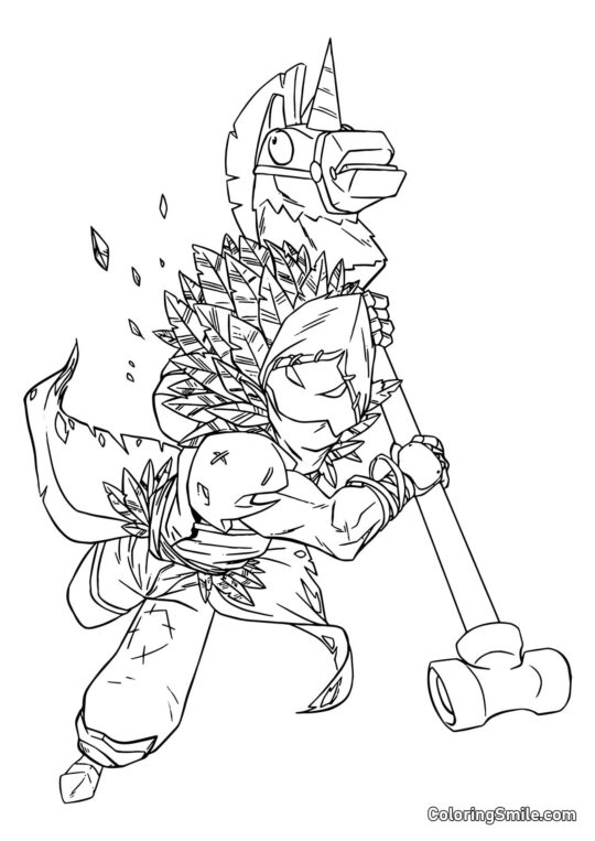 Fortnite Raven with Pickaxe - Coloring Page