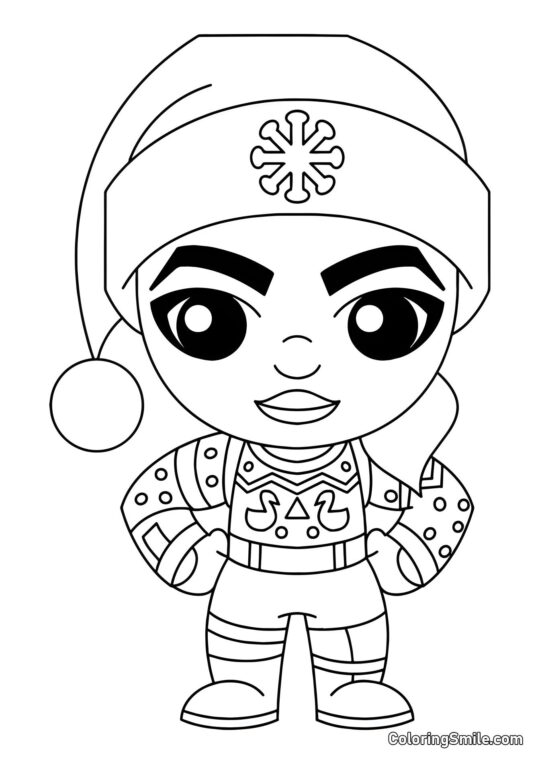 Fortnite Chibi Christmas Agent - Coloring Page