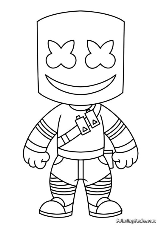 Fortnite Chibi Marshmello - Coloring Page