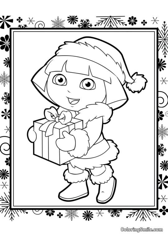 Dora die Entdeckerin und das neue Jahr - Ausmalbild