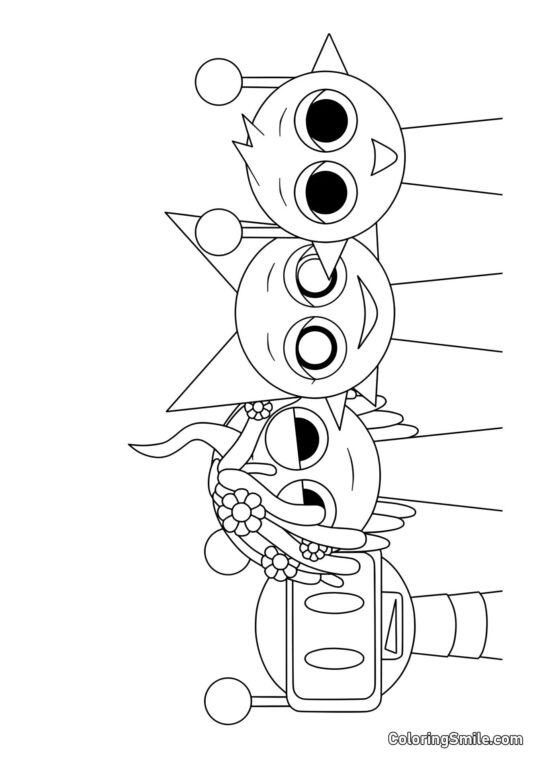 Розмальовки Спрункі Спрункі Веселий Бот, Вінерія, Венда і Саймон - Розмальовка