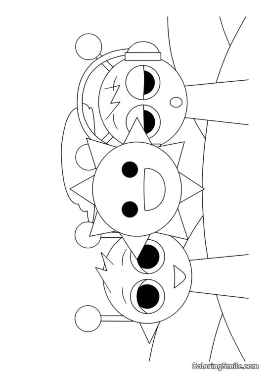 Розмальовки Спрункі Містер Сонце, Саймон і Орен - Розмальовка