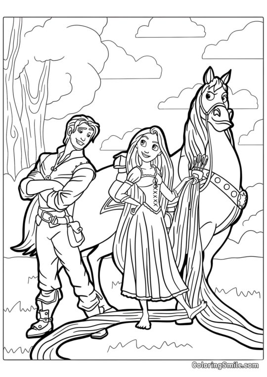 Postacie z Filmu Roszpunka - Kolorowanka