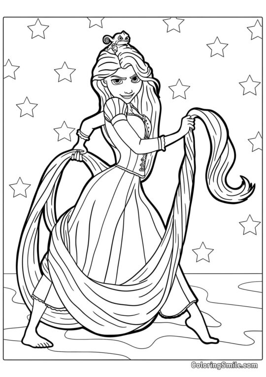 Piękna Roszpunka i Lojalny Pascal - Kolorowanka