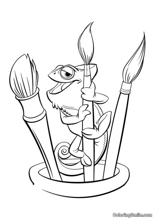 Chameleon Pascal i Pędzle Akwarelowe - Kolorowanka