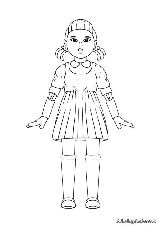 Disegni di Squid Game da colorare Bambola di Squid Game - Pagina da Colorare