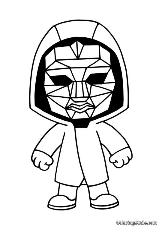 Disegni di Squid Game da colorare Capo Chibi di Squid Game - Pagina da Colorare