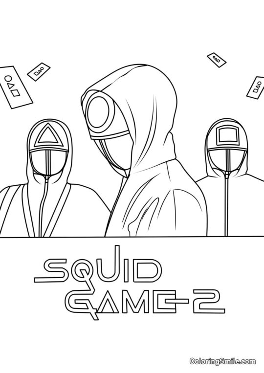 Disegni di Squid Game da colorare Servizio di Sicurezza di Squid Game 2 - Pagina da Colorare