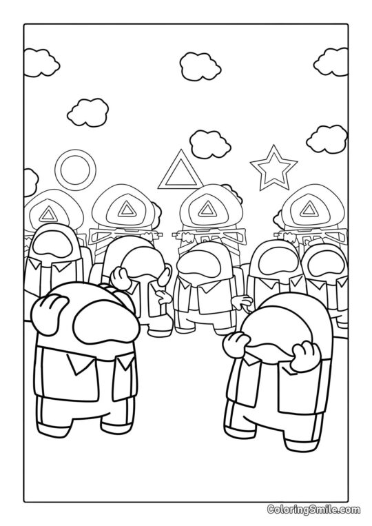 Disegni di Squid Game da colorare Among Us a Squid Game - Pagina da Colorare