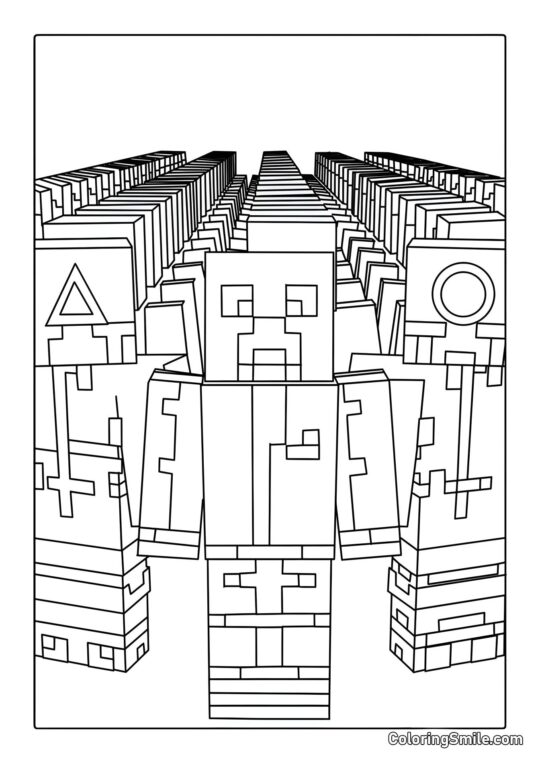 Disegni di Squid Game da colorare Minecraft a Squid Game - Pagina da Colorare