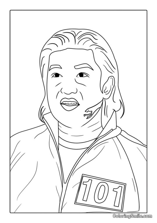 Disegni di Squid Game da colorare Giocatore 101 di Squid Game - Pagina da Colorare