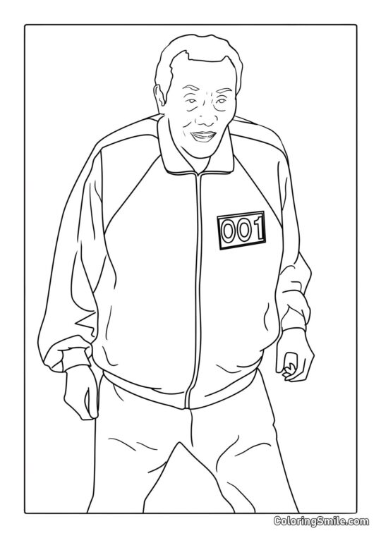 Disegni di Squid Game da colorare Giocatore 001 di Squid Game - Pagina da Colorare